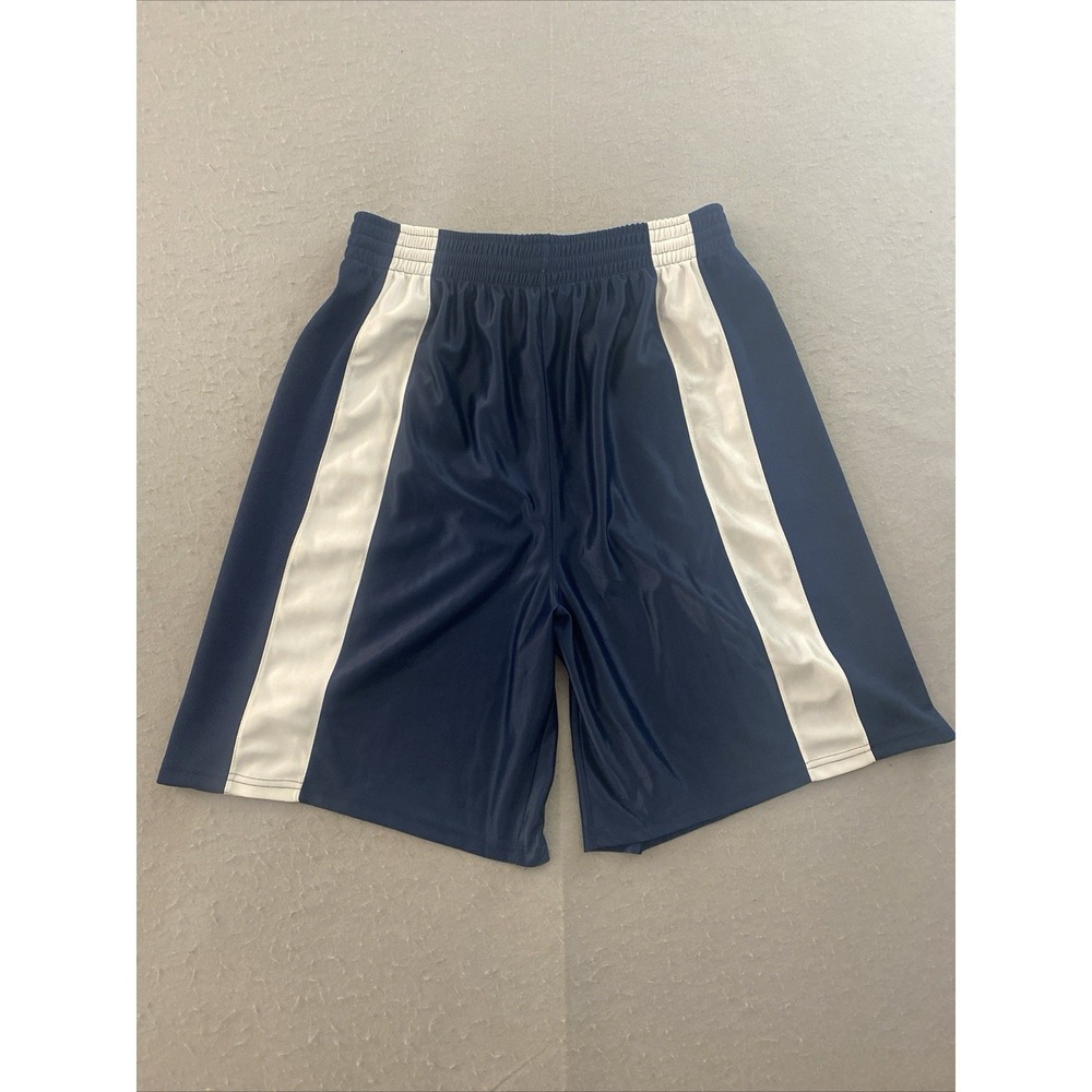 Vintage Bugle Boy Sport Basketball Shorts Men's L Navy White Stripe Wide Leg Y2k